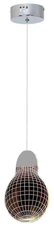 Závesné svietidlo 3D O, 1x akrylové tienidlo, ch