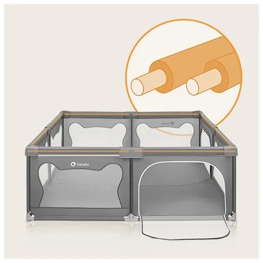 Lionelo - Hracia ohrádka WILLOW XL sivá