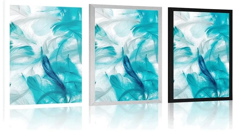 Plagát zelené pierka - 30x45 silver