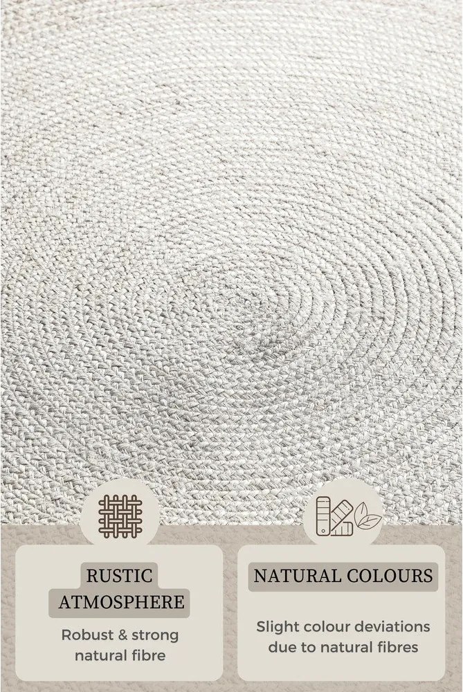 Biely obojstranný/ručne tkaný jutový okrúhly koberec ø 140 cm Braided – Hanse Home
