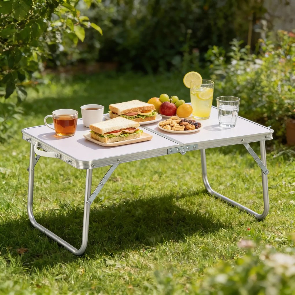 Garden Line SKLADACÍ TURISTICKÝ STÔL, BIELY, 60x40x26,5 CM *3217