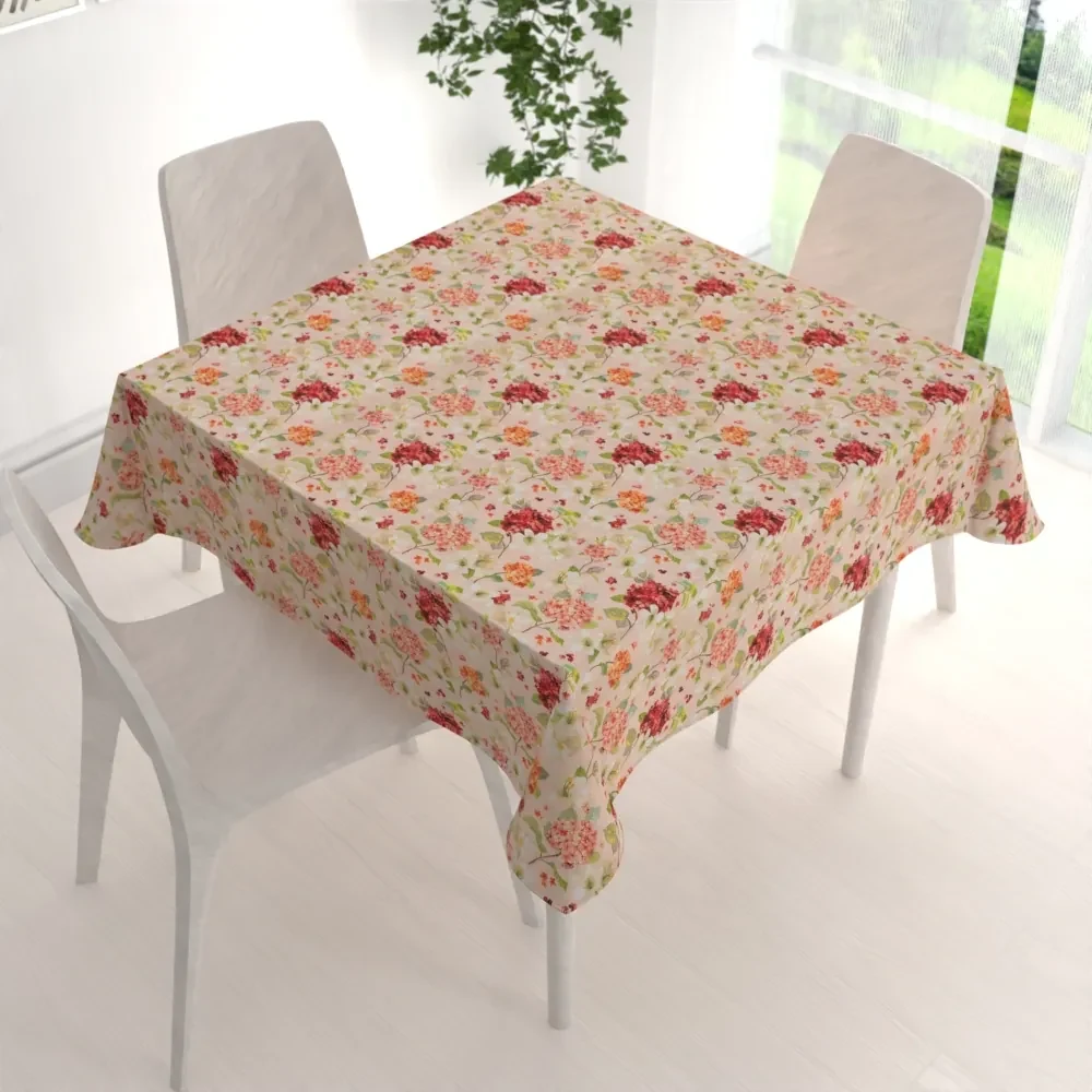 Biante Dekoračný štvorcový obrus PML-091 Hortenzie a ľalie na ružovom 70x70 cm
