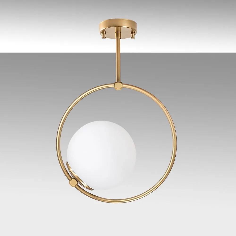 Biele/v mosadznej farbe stropné svietidlo so skleneným tienidlom 39x26 cm Dolunay – Opviq lights