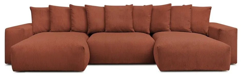 Menčestrová rohová pohovka v tehlovej farbe Voltaire – Bobochic Paris