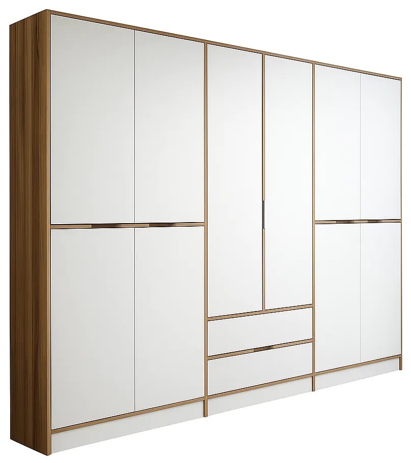 Šatníková skriňa Elina 270 cm biela/orech