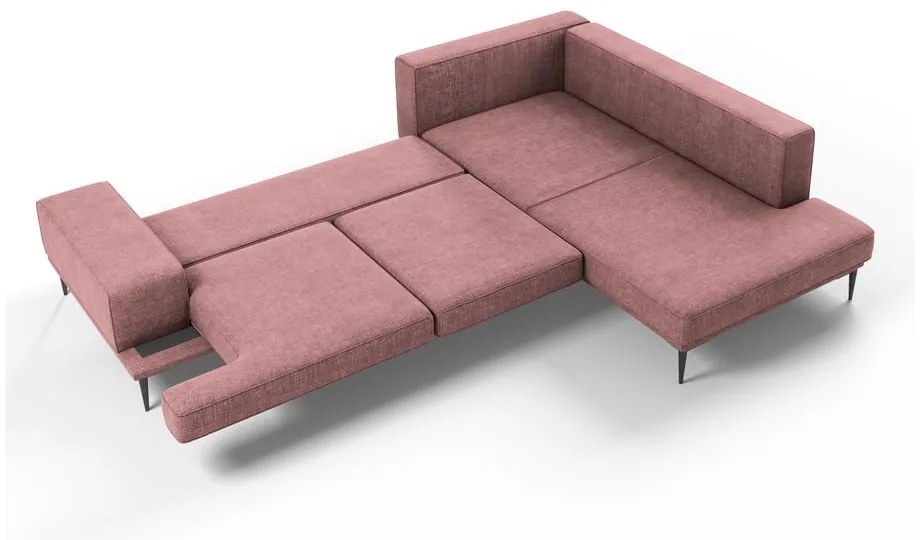Ružová rozkladacia rohová pohovka Interieurs 86 Liege, pravý roh