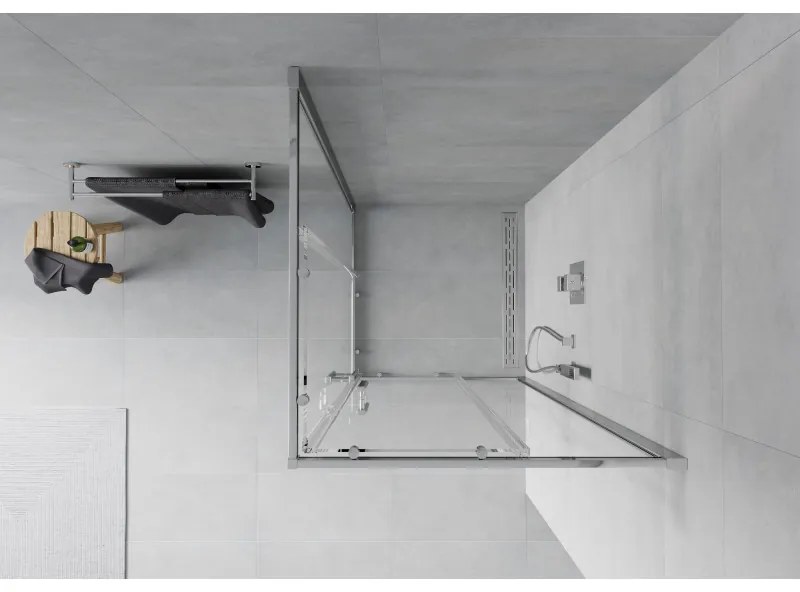 Mexen Rio, štvorcový sprchovací kút s posuvnými dverami 90(dvere) x 90(dvere) x 190 cm, 6mm číre sklo, chrómový profil, 860-090-090-01-00