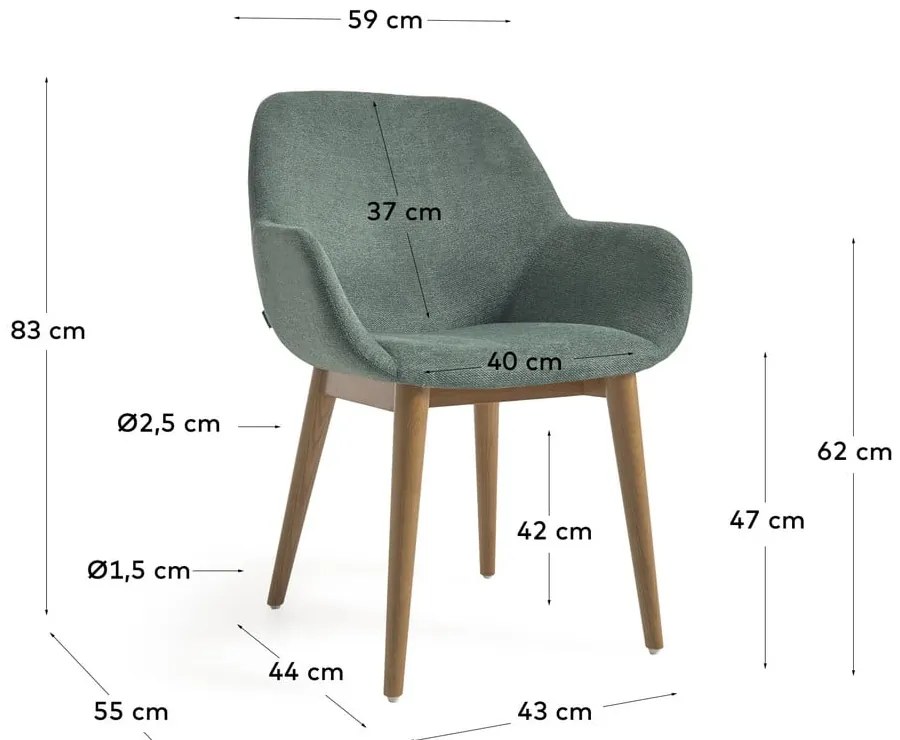 Zelená jedálenská stolička Kave Home Konna