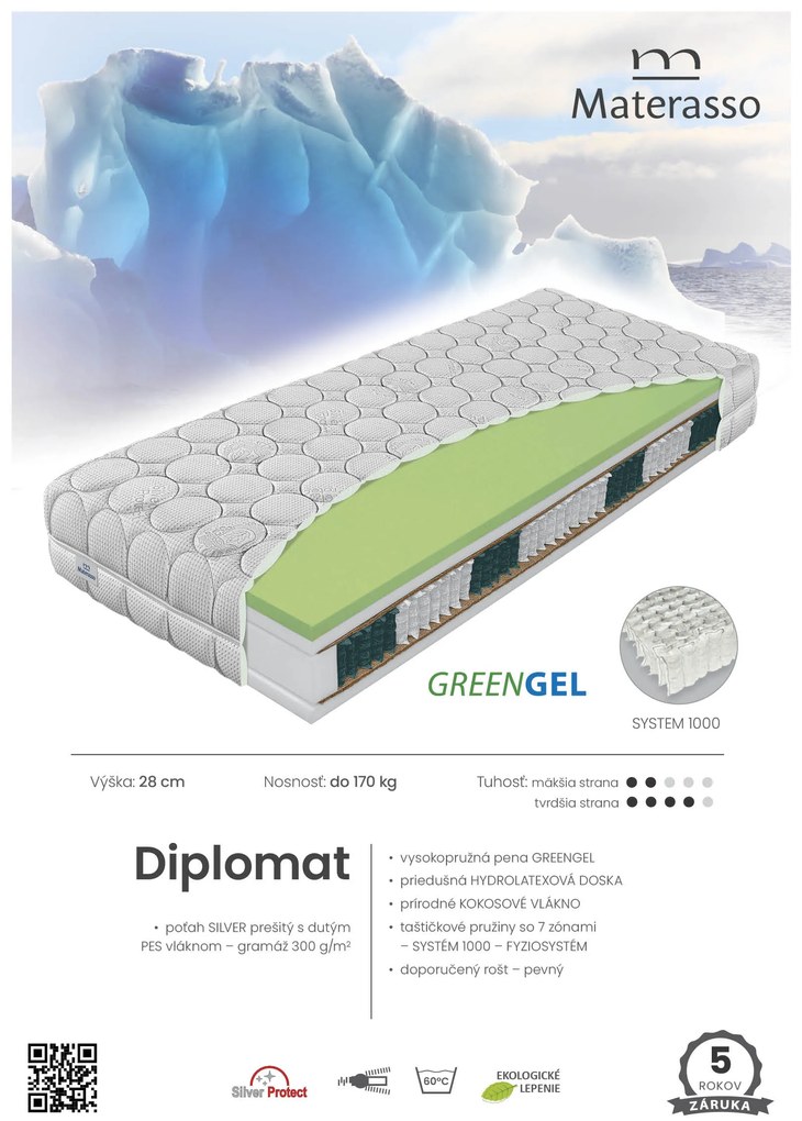 Materasso Taštičkový matrac Diplomat Rozmer: 80 x 200 cm