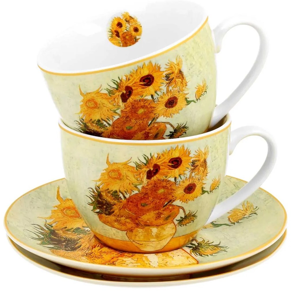 Porcelánová šálka s podšálkou Van Gogh Sunflowers 90 ml sada 2ks