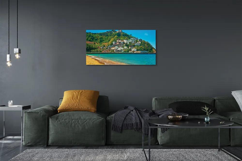 Obraz na plátne Španielsko pláž horské mestečko 125x50 cm