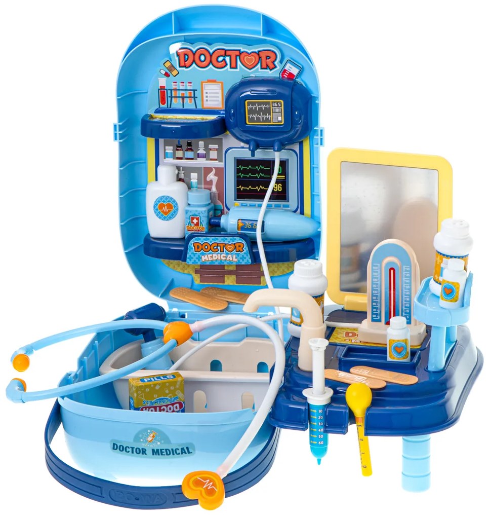 KIK Lekárska súprava s príslušenstvom v 34-dielnom kufríku. + tabuľka