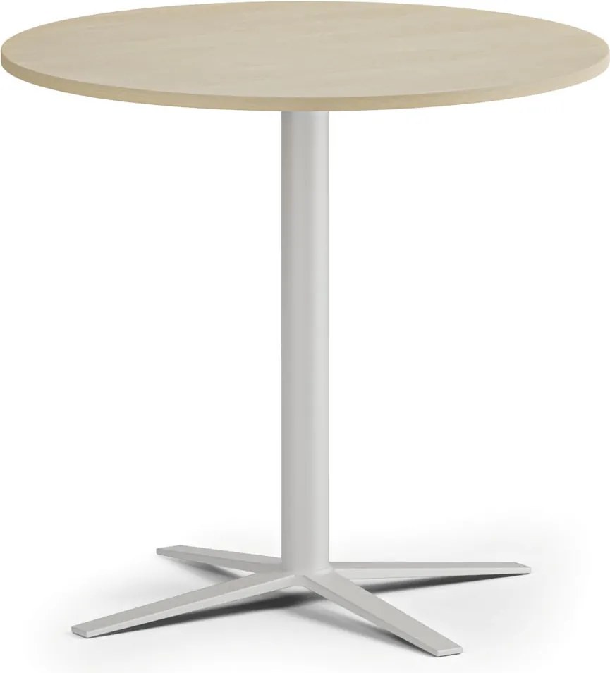 Konferenčný stolík AURA, priemer 60 cm, biela podnož, breza