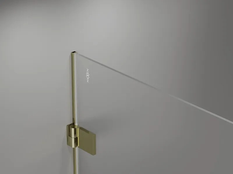 Mexen Lunar-B Duo, výklopný sprchový kút 80 x 80 cm, 8mm číre sklo, zlatý profil, 832-080L-080P-50-00