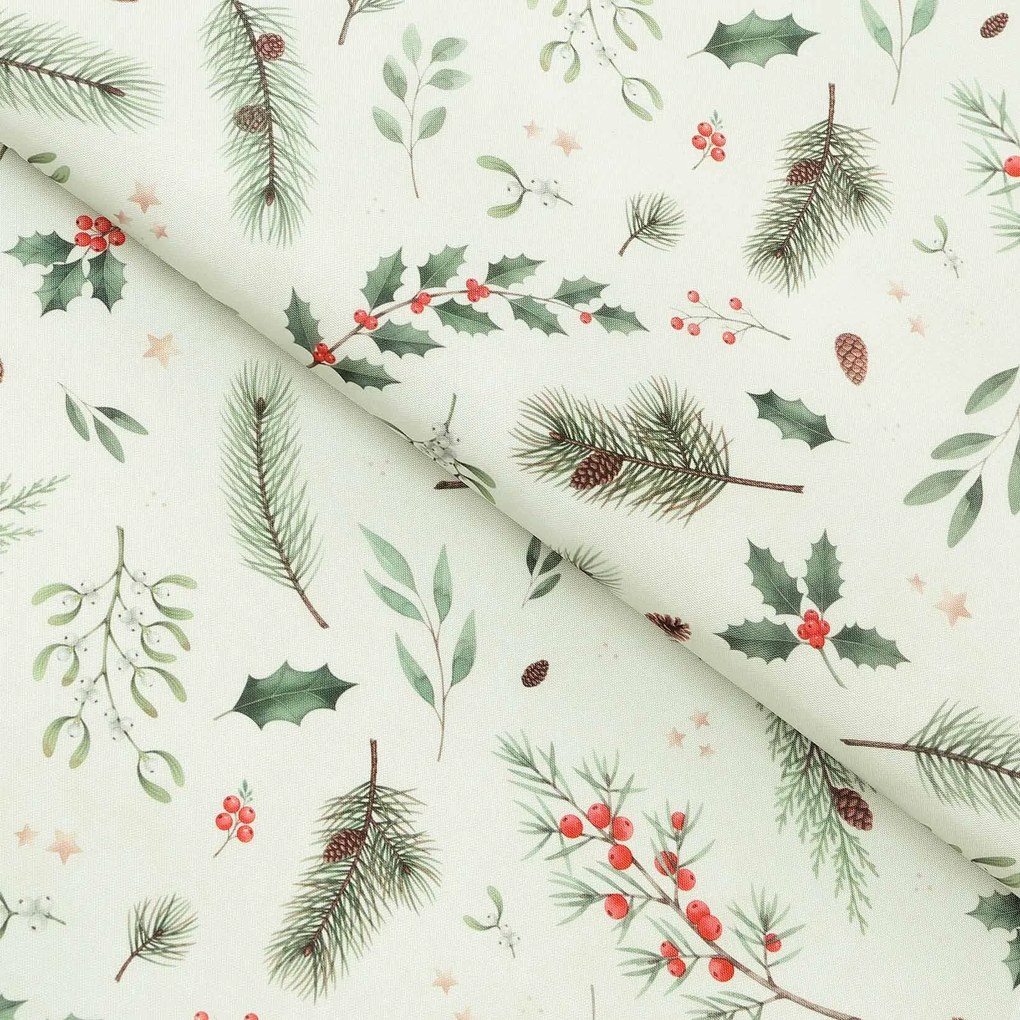 Goldea vianočná teflónová látka na obrusy - zimné vetvičky 160 cm