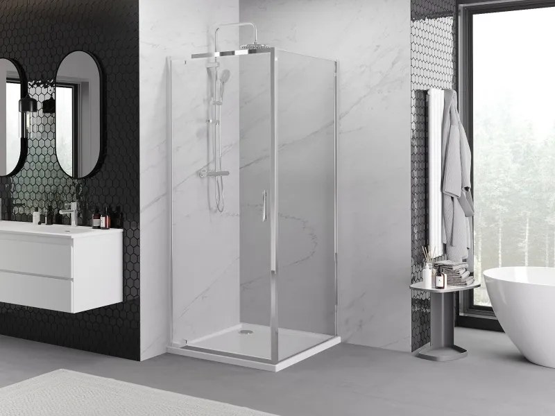 Mexen Exo, sprchovací kút s krídlovými dverami 95 x 95 cm, 6mm číre sklo, chrómový profil, 8181-095-095-01-00