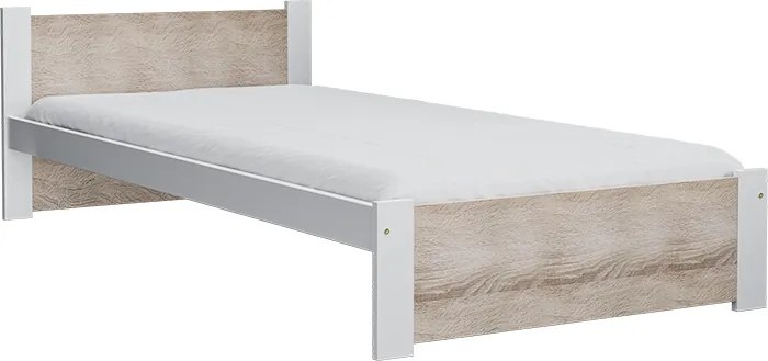 AKCIA Posteľ IKAROS 90 x 200 cm, biela/dub sonoma II. akosť
