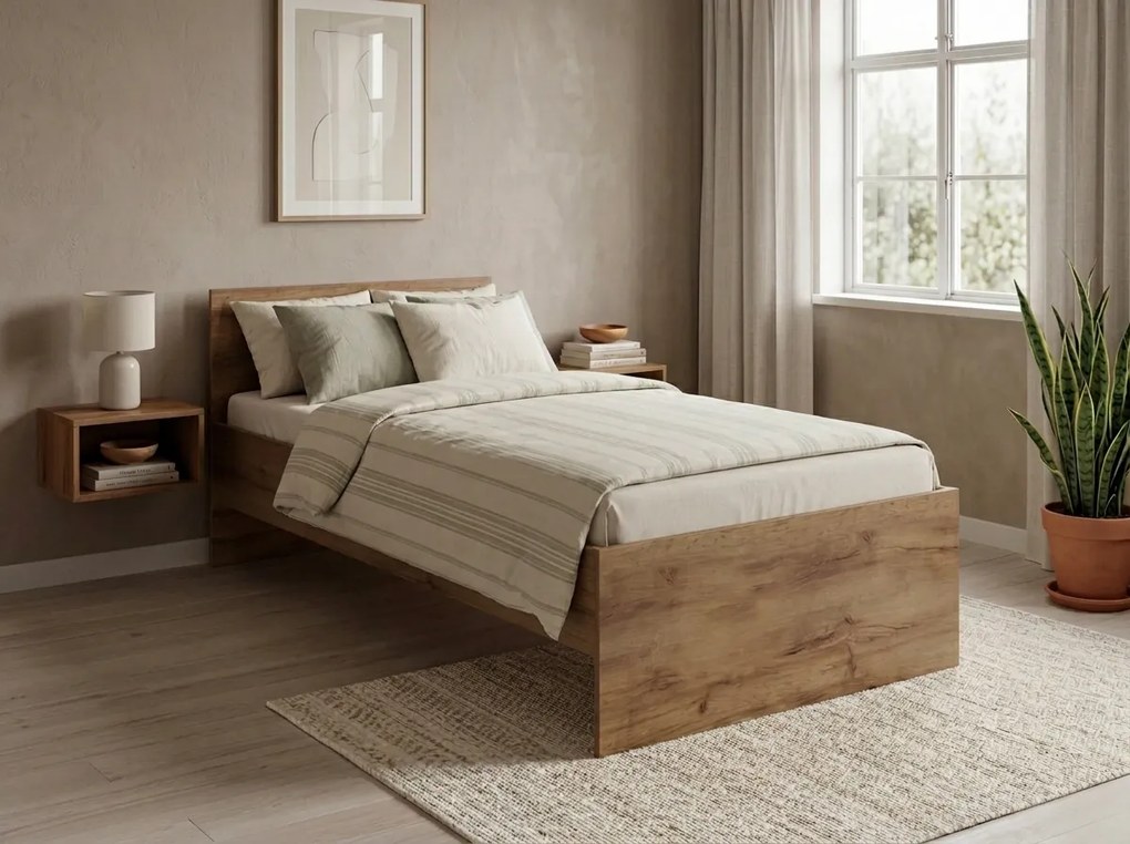 Posteľ ELISA 90 x 200 cm, dub artisan Rošt: Bez roštu, Matrac: Matrac COCO MAXI 20 cm