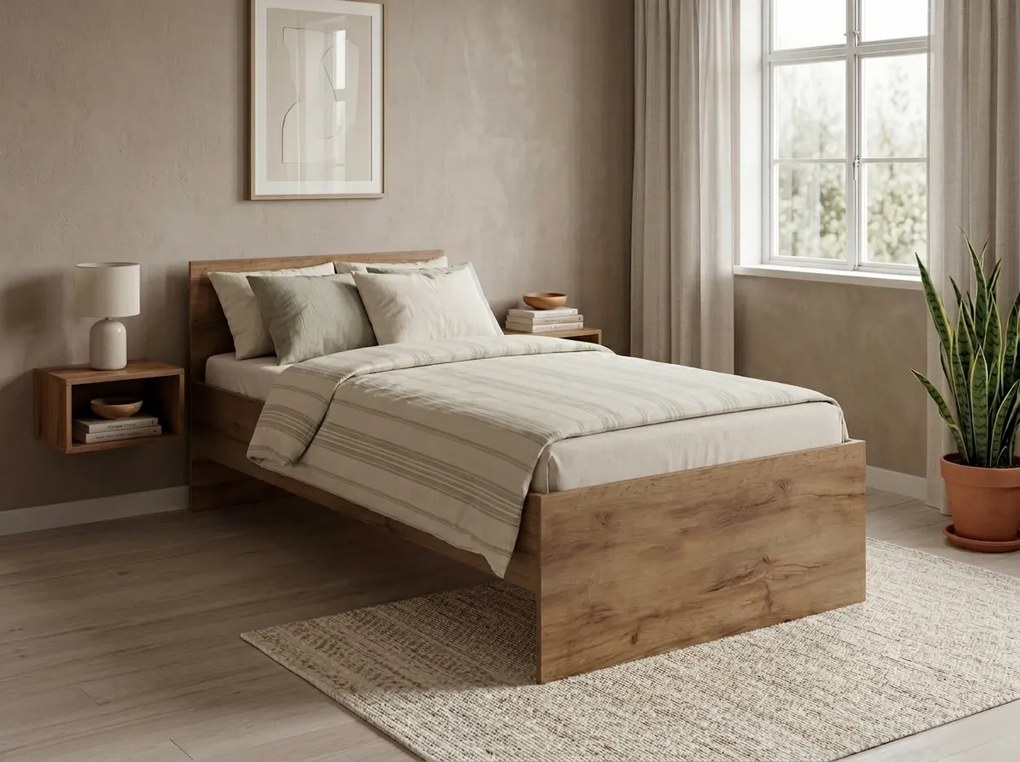 Posteľ ELISA 90 x 200 cm, dub artisan Rošt: S lamelovým roštom, Matrac: Matrac SOMMERA 18 cm