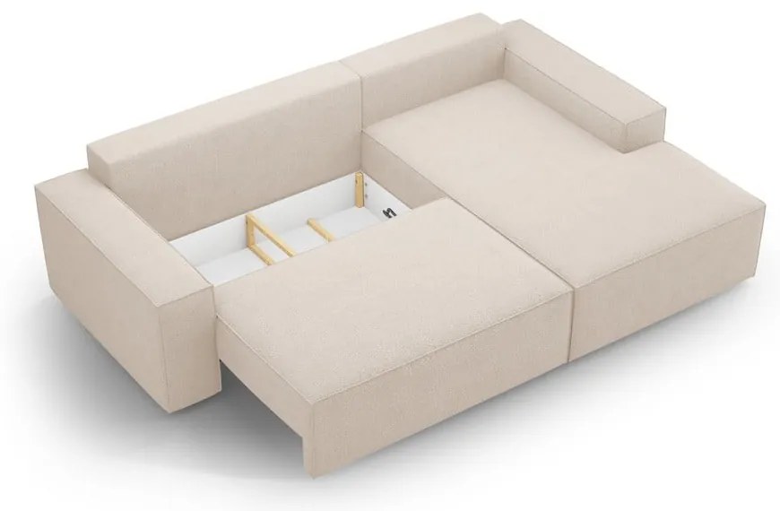 Béžová rozkladacia rohová pohovka z textílie bouclé (pravý roh) Jodie – Micadoni Home