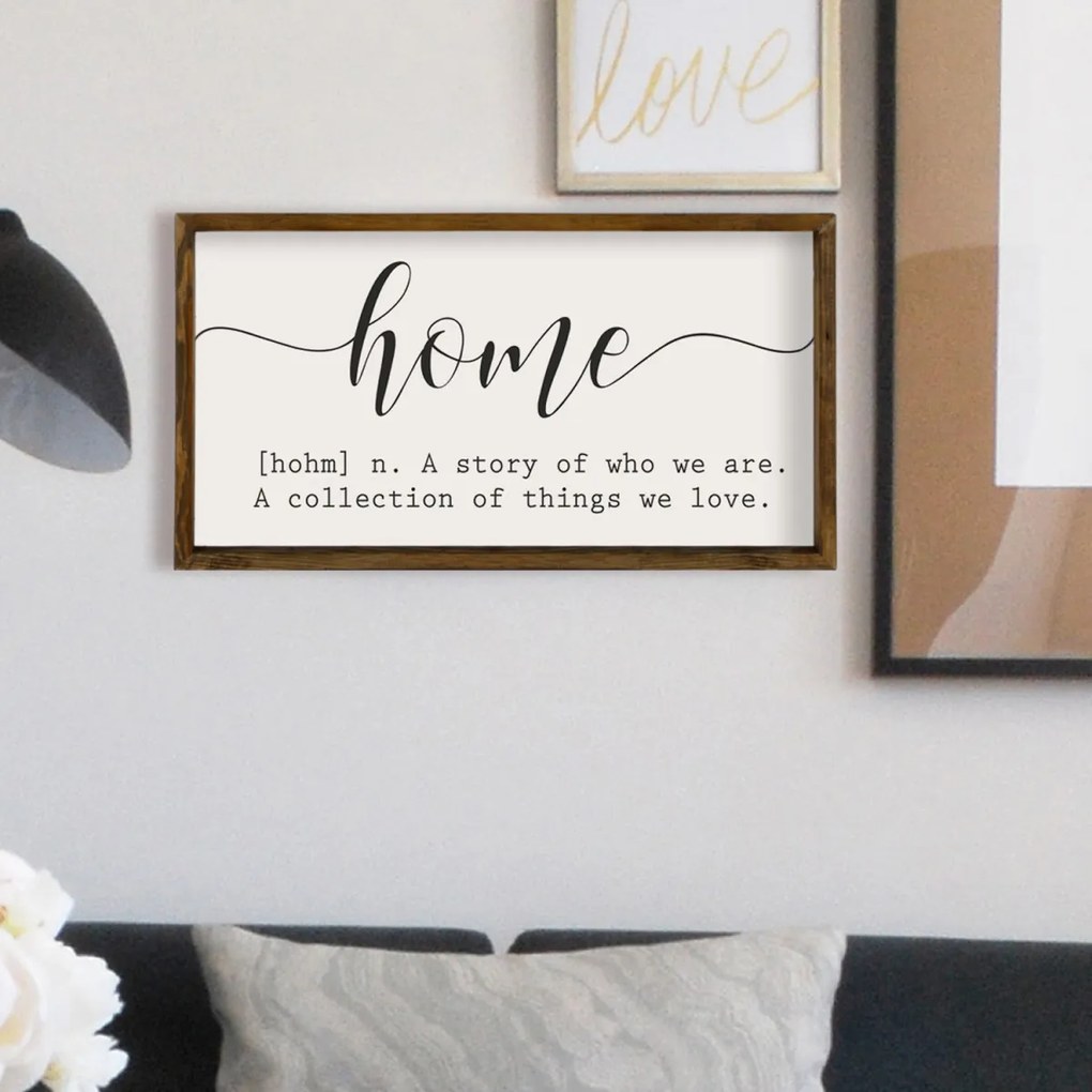 Nástenný obraz Domov 25x50 cm bielo-čierny