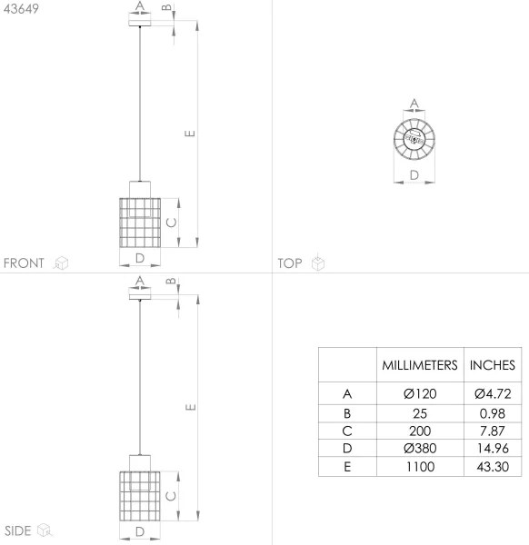 Eglo 43649 - Luster na lanku MILLIGAN 1xE27/40W/230V pr. 38 cm strieborná