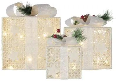 LED dárky s ozdobou Gift teplá bílá