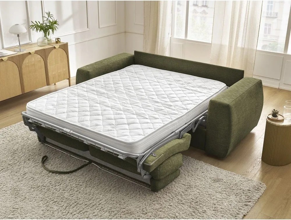 Zelená ženilková pohovka na každodenné spanie/rozkladacia 240 cm Hugo – Bobochic Paris