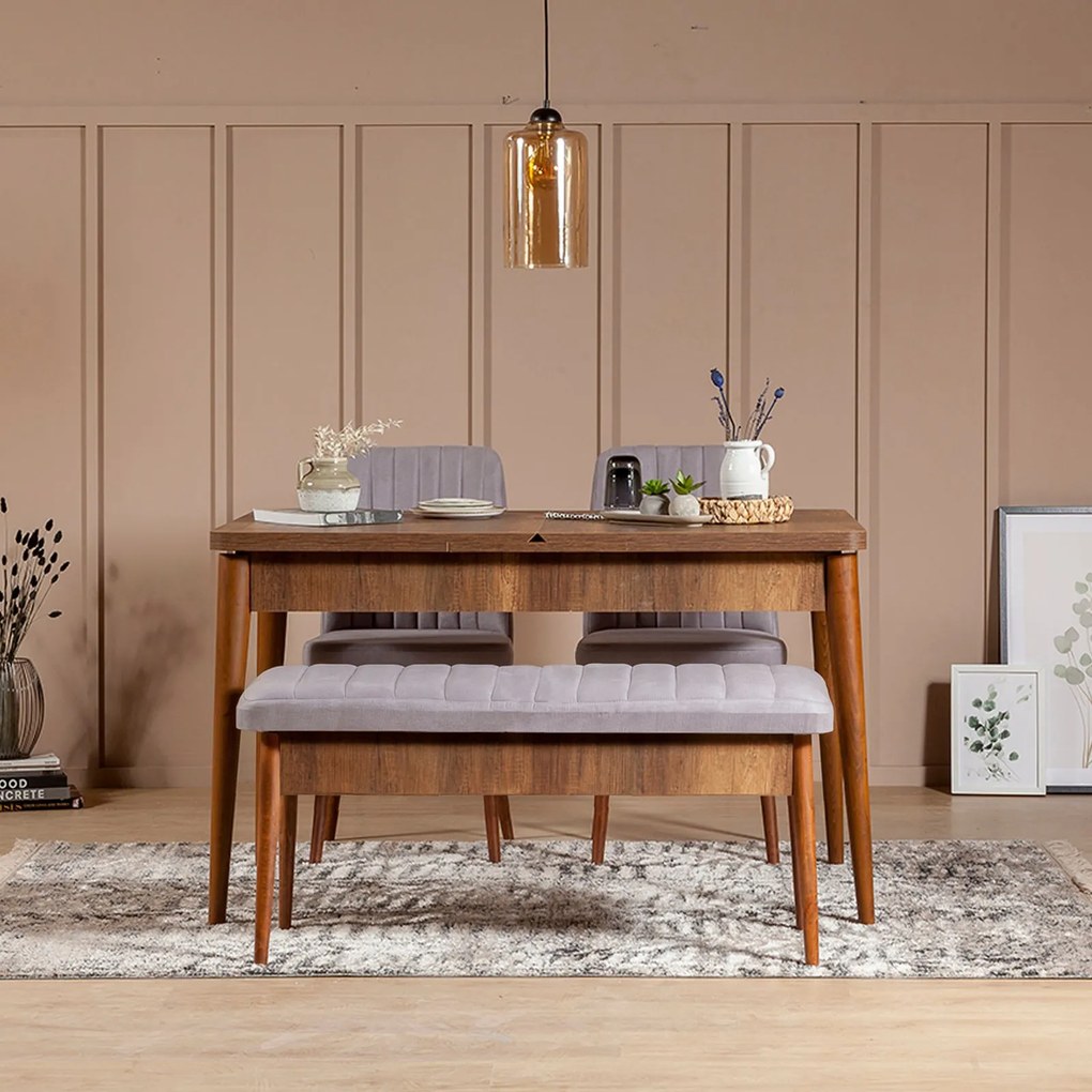 Lavica VINA I s úložným priestorom 110 cm orech/šedá