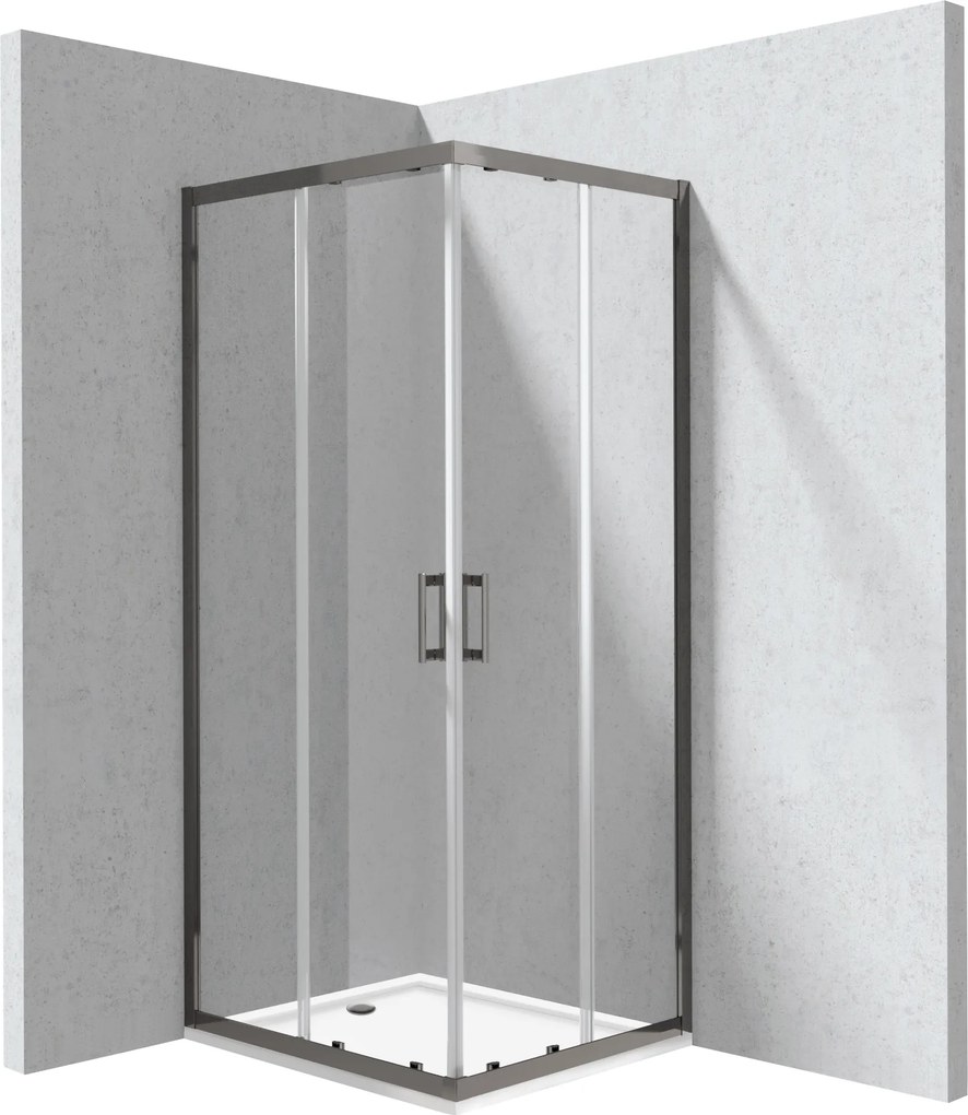 Deante Obdĺžnikový sprchový kút Funkia Evo 80x90 cm - KYCPD089P, titán mat + sprchová vanička biela