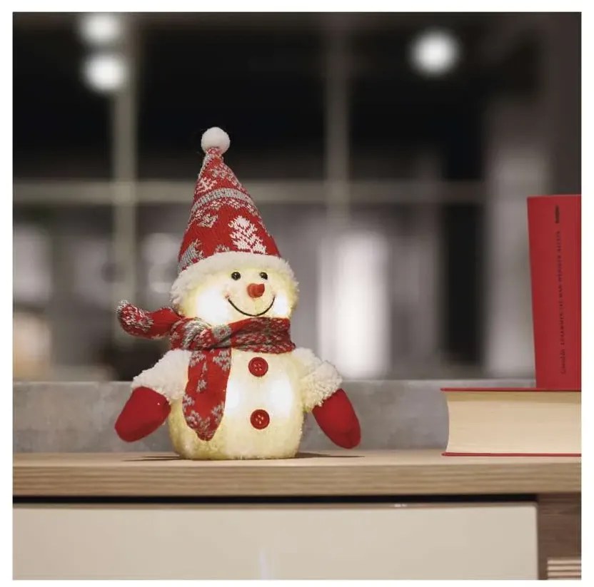 Emos LED vianočný snehuliak svietiaci, 25cm, 3xAAA, vnútorná, teplá biela DCFW04