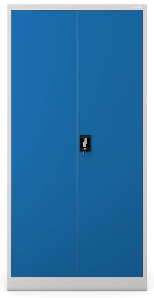 Uzamykateľná upratovacia kovová skriňa DAWID – 900 x 1850 x 450 mm, sivomodrá