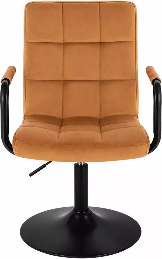 LuxuryForm DESIGN Otočná stolička VERONA BLACK VELUR na čiernom tanieri - medová