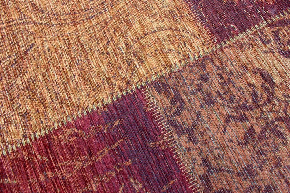 Flair Rugs, Kusový koberec Manhattan Patchwork Chenile Terracotta, 200x290, oranžová, chodba / predsieň