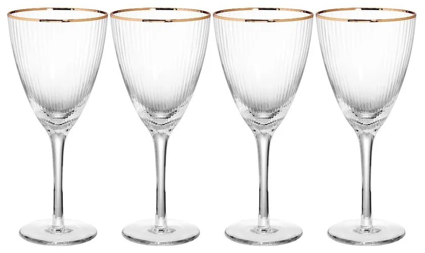 GOLDEN TWENTIES Sada pohárov na víno so zlatým okrajom 280 ml 4 ks