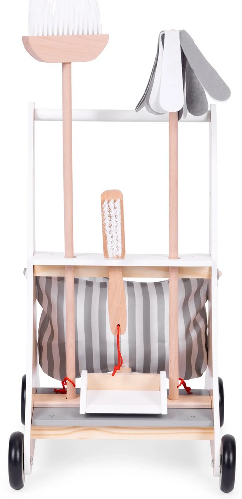 Drevený upratovací vozík béžový