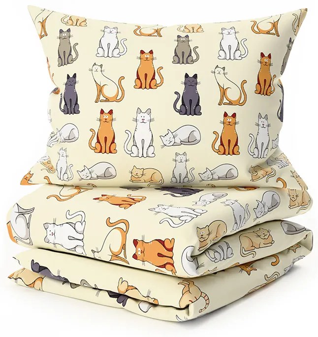 Bavlnené obliečky COLORED CATS BLEND krémové Rozmer obliečky: 70 x 90 cm | 140 x 220 cm
