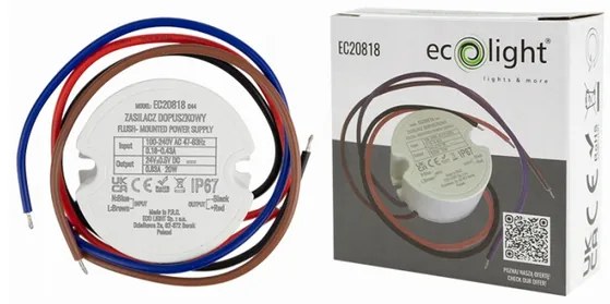 ECOLIGHT 24V - 20W - 0,8A - IP67 vodeodolný zdroj pre LED pásik