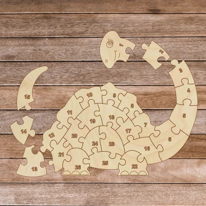 Detské drevené puzzle - Dinosaurus a čísla 26 dielikov | SENTOP H023