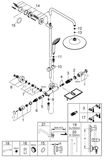 GROHE 26403001 - Sprchový systém VITALIO JOY 260 450 mm lesklý chróm