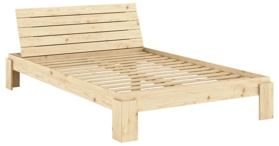 Dvojlôžková posteľ z borovicového dreva s roštom v prírodnej farbe 140x200 cm Layers – Karup Design