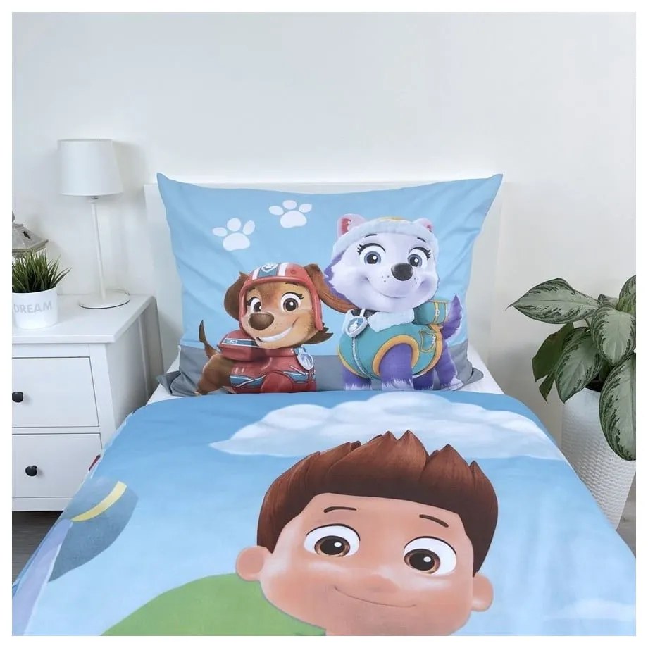 Modré bavlnené detské obliečky na jednolôžko 140x200 cm Paw Patrol – Jerry Fabrics