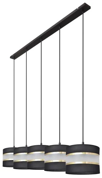 Luster na lanku HELEN 5xE27/15W/230V čierna/zlatá