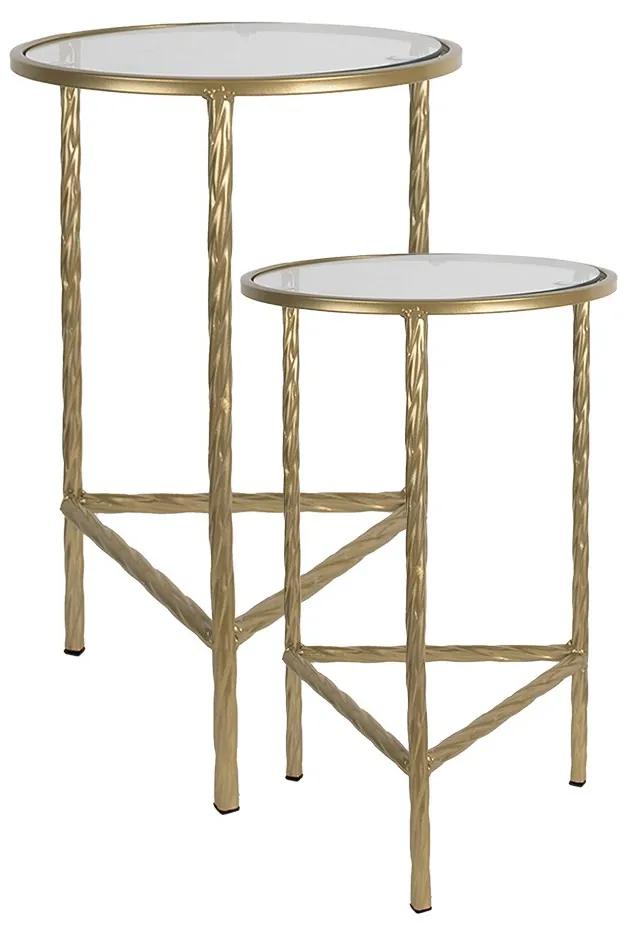2ks zlatý antik dkladací stolík Piotte - Ø 35*55 / Ø 30*45 cm