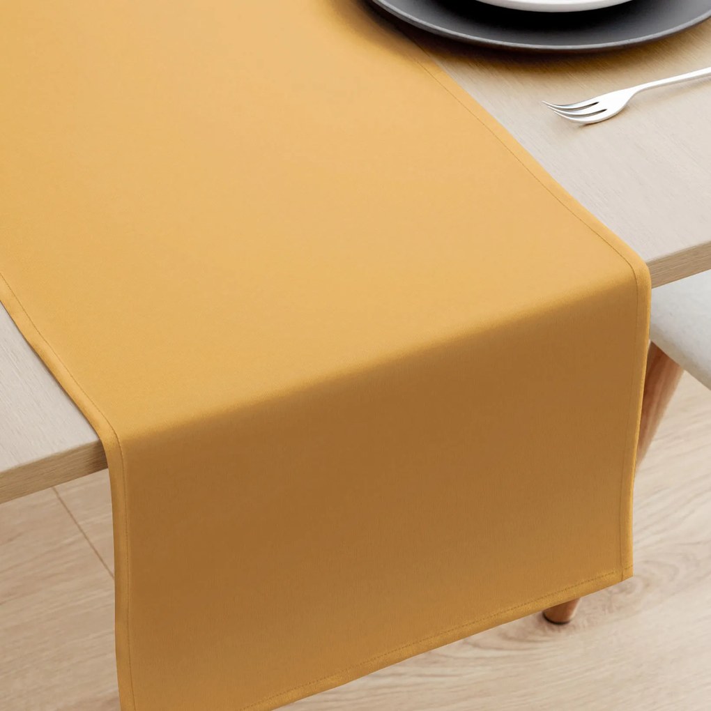 Goldea behúň na stôl 100% bavlnené plátno - horčicový 35x120 cm