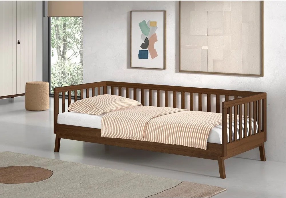 Hnedá detská posteľ z borovicového dreva s roštom 90x200 cm Sezane – Vipack