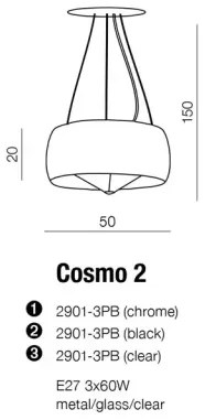 Kovový luster Cosmo 2 čierne