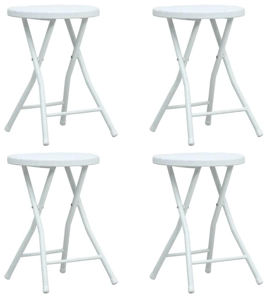 Skladacie záhradné stoličky 4 ks biele HDPE ratanový vzhľad