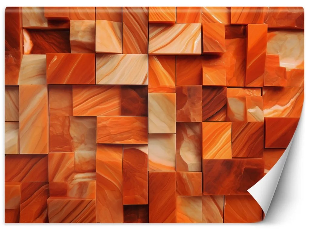 Fototapeta, Oranžová kostka 3D - 254x184 cm