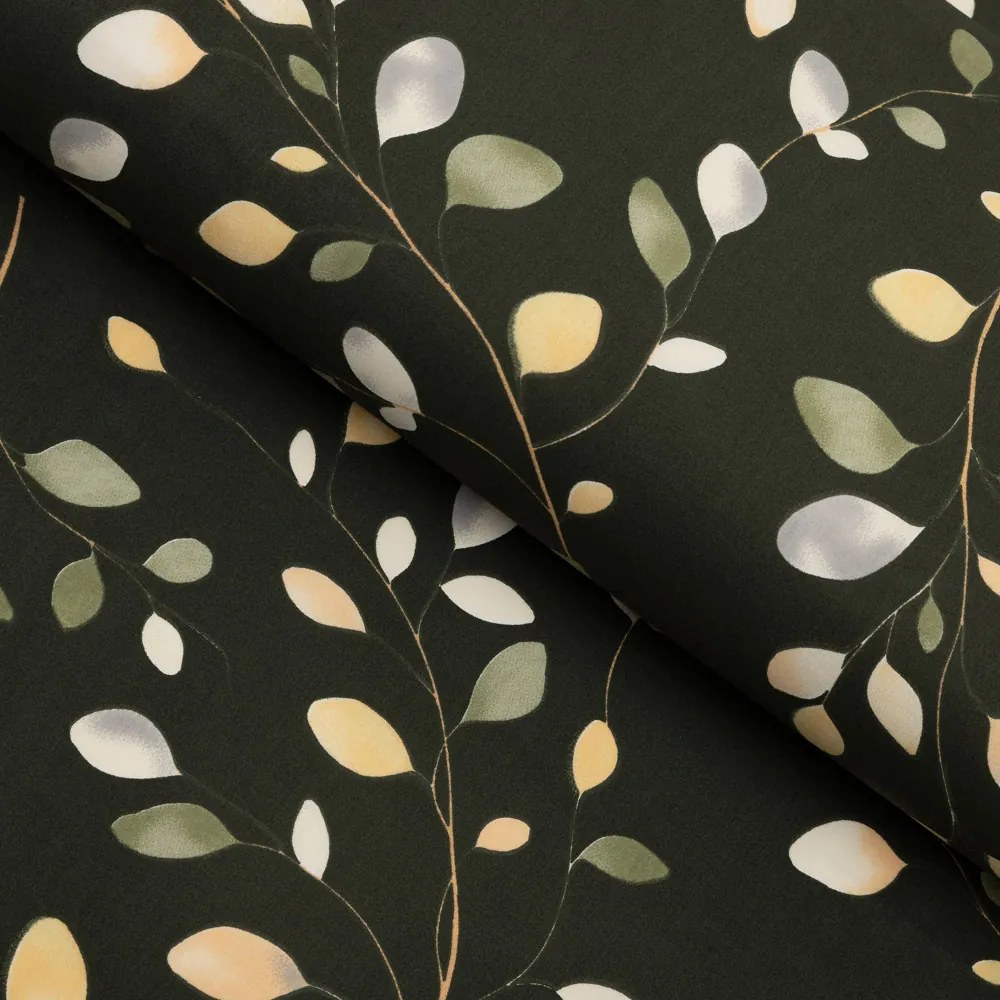 Biante Vankúš valec bonbon Sandra SA-722 Vetvičky s lístkami na tmavo zelenom 15x40 cm